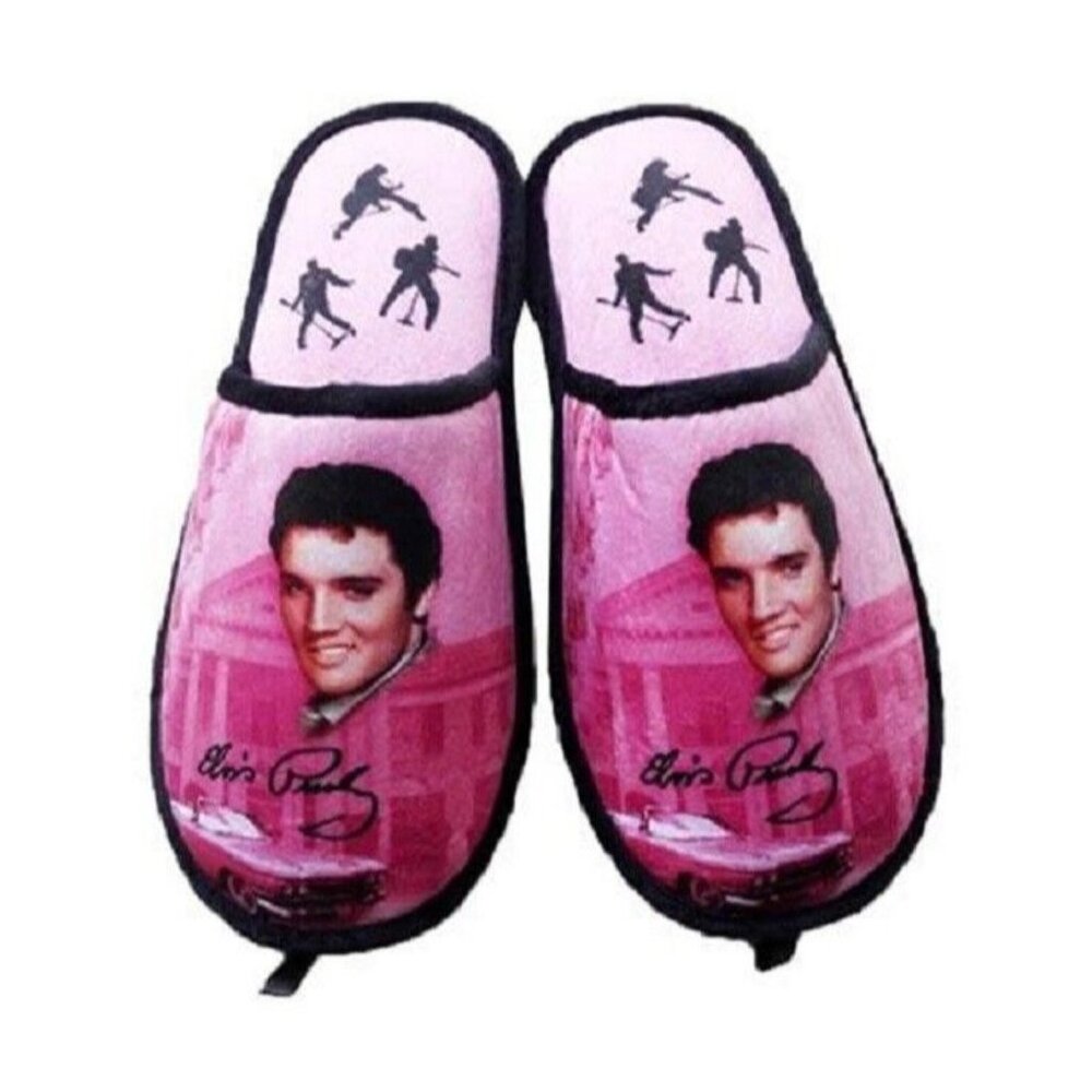 New Elvis Presley Slippers Pink Cadillac One Size Fits Most Night Slip On Shoes